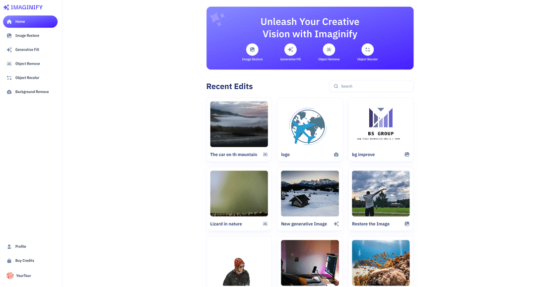 Imaginify AI transformation dashboard