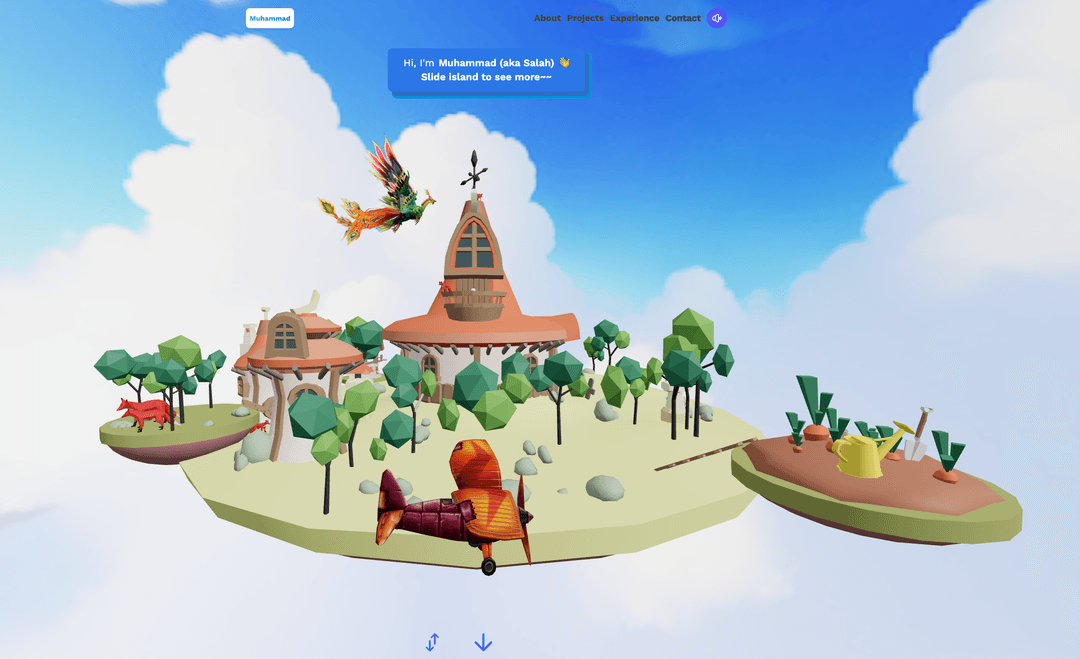 3D portfolio interactive island scene